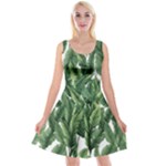 Green banana leaves Reversible Velvet Sleeveless Dress
