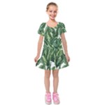 Green banana leaves Kids  Short Sleeve Velvet Dress