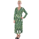 Green banana leaves Velvet Maxi Wrap Dress