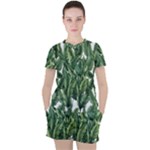 Green banana leaves Women s T-Shirt and Shorts Set