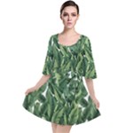 Green banana leaves Velour Kimono Dress