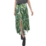 Green banana leaves Velour Split Maxi Skirt