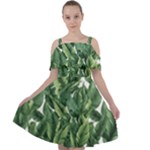 Green banana leaves Cut Out Shoulders Chiffon Dress