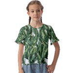 Green banana leaves Kids  Cuff Sleeve Scrunch Bottom T-Shirt