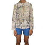 Tartaria Empire Vintage Map Kids  Long Sleeve Swimwear