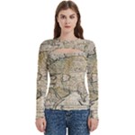 Tartaria Empire Vintage Map Women s Cut Out Long Sleeve T-Shirt