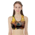 City Light Sky Landmark Painting Sports Bra with Border