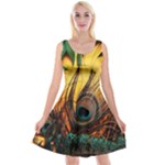 Art Paint Landscape Mountain Reversible Velvet Sleeveless Dress