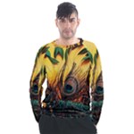 City Light Sky Landmark Painting Men s Long Sleeve Raglan T-Shirt