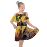 Art Paint Landscape Mountain Kids  Shoulder Cutout Chiffon Dress