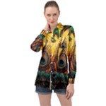 Art Paint Landscape Mountain Long Sleeve Satin Shirt