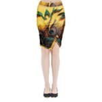 Oceans Stunning Painting Sunset Scenery Wave Paradise Beache Mountains Midi Wrap Pencil Skirt