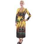 Oceans Stunning Painting Sunset Scenery Wave Paradise Beache Mountains Velvet Maxi Wrap Dress