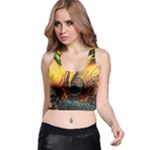 Forest Owl Art Snow Winter Racer Back Crop Top