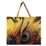 Forest Owl Art Snow Winter Zipper Large Tote Bag