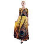 City Lights Sky Landmark Painting Half Sleeves Maxi Dress