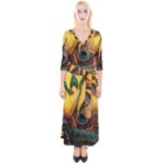 Forest Owl Art Snow Winter Quarter Sleeve Wrap Maxi Dress