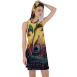 City Lights Sky Landmark Painting Racer Back Hoodie Dress