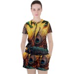 Forest Owl Art Snow Winter Women s T-Shirt and Shorts Set