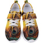 Landscape Bright Scenery Drawing Rivers Blue Lovely Women s Velcro Strap Shoes