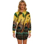 Forest Trees Snow Landscape Art Womens Long Sleeve Shirt Dress