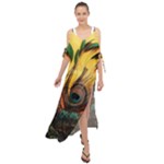 Peacock Feather Native Maxi Chiffon Cover Up Dress