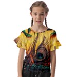 Peacock Feather Native Kids  Cut Out Flutter Sleeves