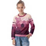 Flower Power Hippie Boho Love Peace Text Pink Pop Art Spirit Kids  Long Sleeve T-Shirt with Frill 
