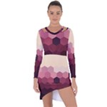 Pink Roses Flowers Love Nature Asymmetric Cut-Out Shift Dress