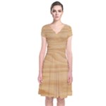 Light Wooden Texture, Wooden Light Brown Background Short Sleeve Front Wrap Dress