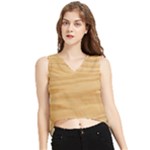 Light Wooden Texture, Wooden Light Brown Background V-Neck Cropped Tank Top