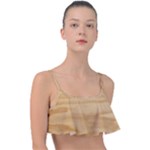 Light Wooden Texture, Wooden Light Brown Background Frill Bikini Top