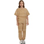 Light Wooden Texture, Wooden Light Brown Background Kids  T-Shirt and Pants Sports Set