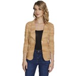 Light Wooden Texture, Wooden Light Brown Background Women s One-Button 3/4 Sleeve Short Jacket