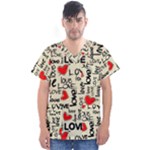 Love Abstract Background Love Textures Men s V-Neck Scrub Top