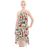 Love Abstract Background Love Textures High-Low Halter Chiffon Dress 