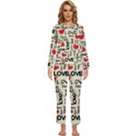 Love Abstract Background Love Textures Womens  Long Sleeve Lightweight Pajamas Set