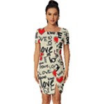 Love Abstract Background Love Textures Fitted Knot Split End Bodycon Dress