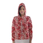 Paisley Red Ornament Texture Women s Hooded Windbreaker