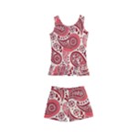 Paisley Red Ornament Texture Kids  Boyleg Swimsuit