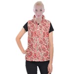 Paisley Red Ornament Texture Women s Button Up Vest