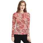 Paisley Red Ornament Texture Women s Long Sleeve Rash Guard