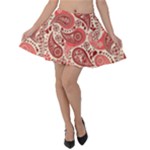 Paisley Red Ornament Texture Velvet Skater Skirt