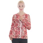 Paisley Red Ornament Texture Casual Zip Up Jacket