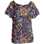 Paisley Texture, Floral Ornament Texture Women s Oversized T-Shirt
