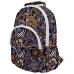 Paisley Texture, Floral Ornament Texture Rounded Multi Pocket Backpack