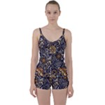 Paisley Texture, Floral Ornament Texture Tie Front Two Piece Tankini