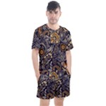 Paisley Texture, Floral Ornament Texture Men s Mesh T-Shirt and Shorts Set