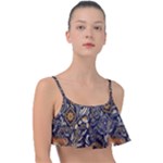 Paisley Texture, Floral Ornament Texture Frill Bikini Top