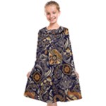 Paisley Texture, Floral Ornament Texture Kids  Midi Sailor Dress